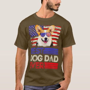 Mens Best Corgi Dad Ever American Flag Patriotic11 T-Shirt