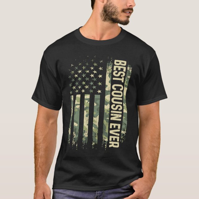 Mens Best Cousin Ever Camo American Flag Father's  T-Shirt (Front)