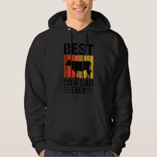 Mens Best Cow Dad Ever Cow Farm Farmer Retro Vinta Hoodie
