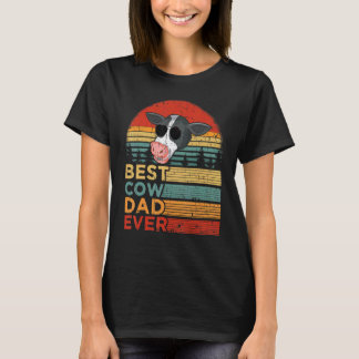 Mens Best Cow Dad Ever Vintage Cow Father's Day T-Shirt
