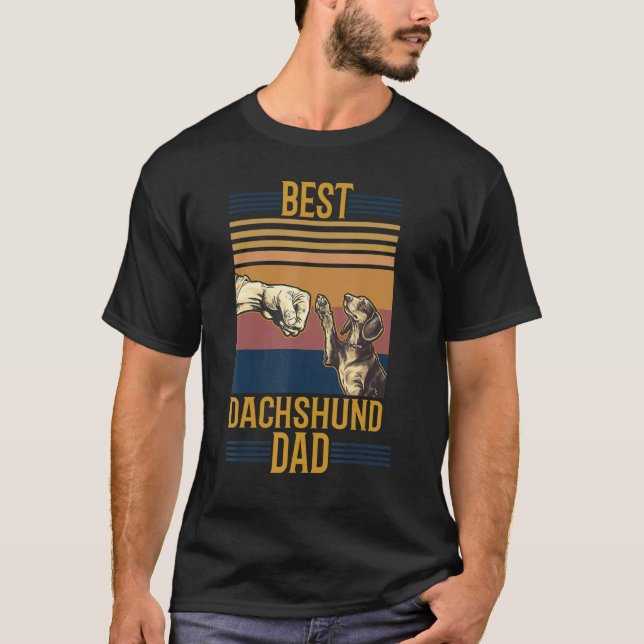 Mens Best Dachshund Dad Doxie Weiner Wiener Dog Fa T-Shirt (Front)