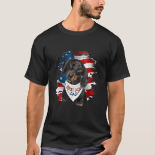 Mens Best Dachshund Dad Ever American Flag Dog Fat T-Shirt
