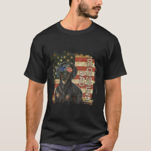 Mens Best Dachshund Dad Ever American Flag Th Of J T-Shirt