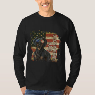 Mens Best Dachshund Dad Ever American Flag Th Of J T-Shirt