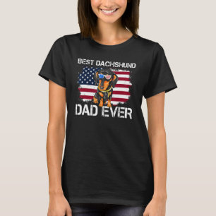 Mens Best Dachshund Dad Ever Patriotic Wiener Amer T-Shirt