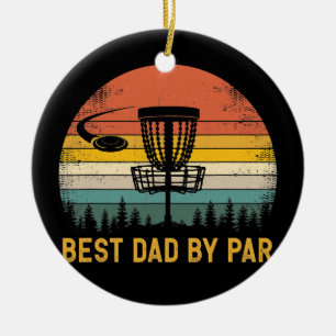 Mens Best Dad By Par Disc Golf Dad Father's Day  Ceramic Tree Decoration