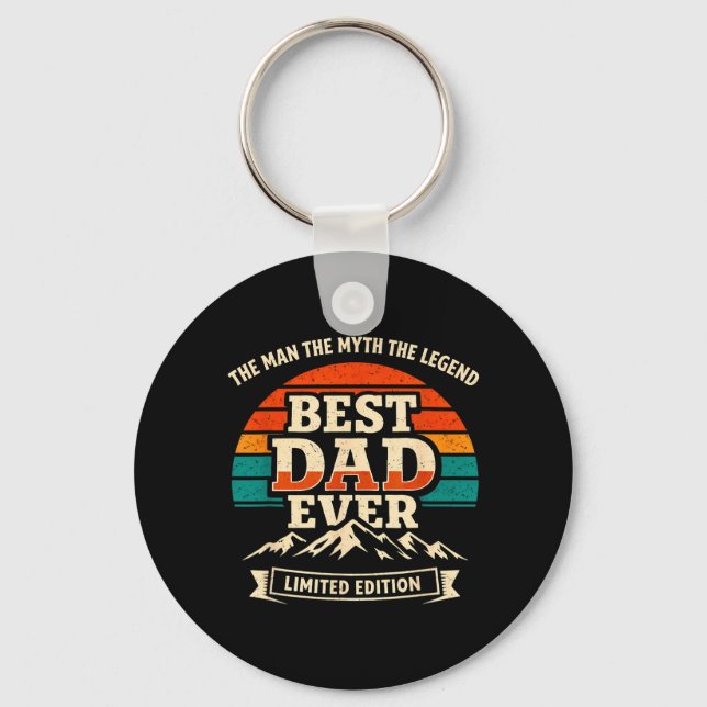 Mens Best Dad Ever Man Myth Legend Retro Key Ring (Front)