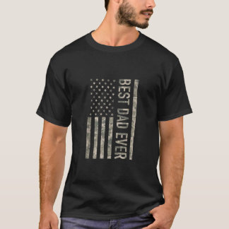 Mens Best Dad Ever US Military American Flag Camou T-Shirt