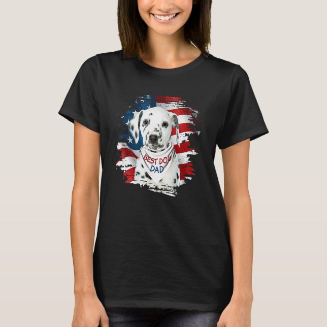 Mens Best Dalmatian Dad Ever American Flag Dog Fat T-Shirt (Front)