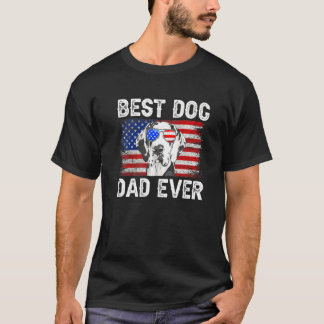 Mens Best Dane Dad Ever American Flag 4th Of July  T-Shirt