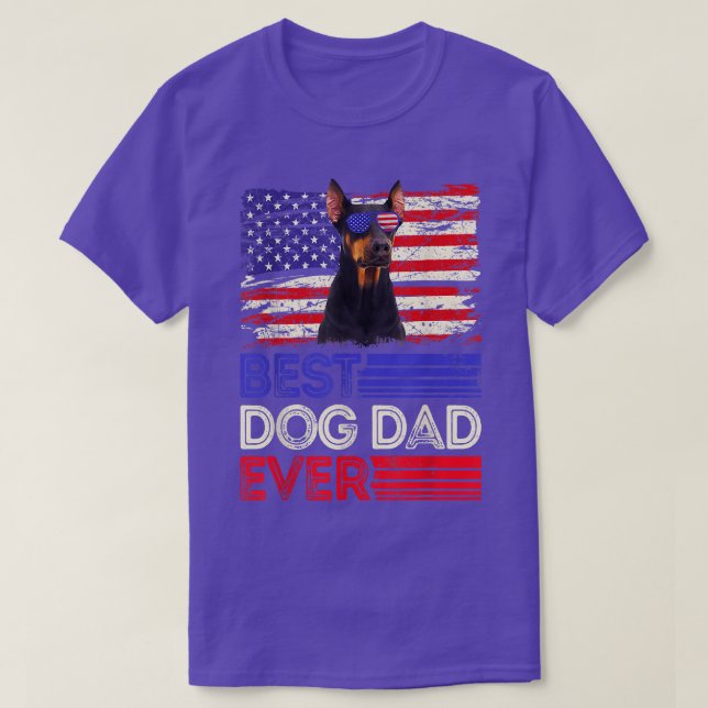 Mens Best Doberman Dad Ever American Flag Patrioti T-Shirt (Design Front)