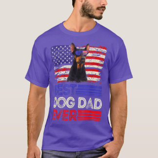 Mens Best Doberman Dad Ever American Flag Patrioti T-Shirt