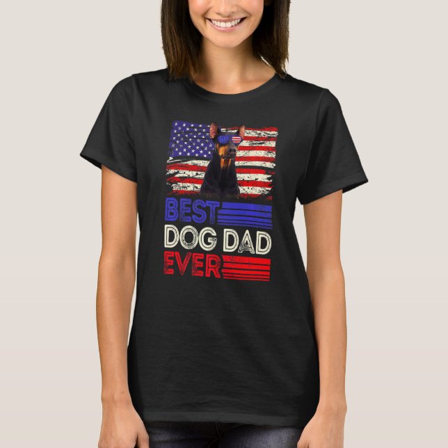 Mens Best Doberman Dad Ever American Flag Patrioti T-Shirt (Front)