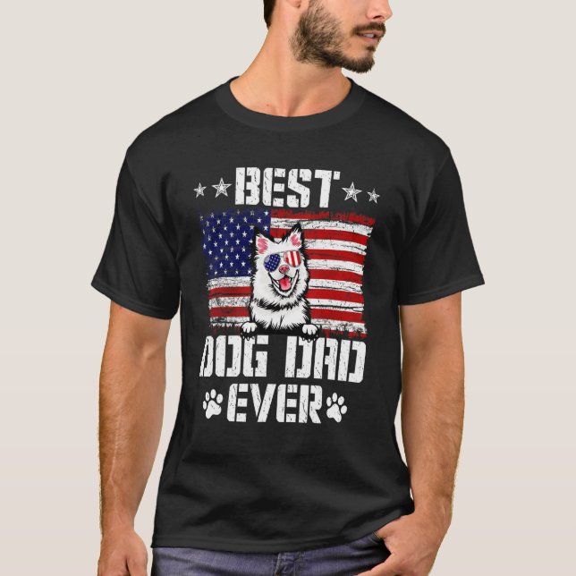 Mens Best Dog Dad Ever American Eskimo American Fl T-Shirt (Front)