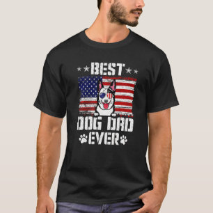 Mens Best Dog Dad Ever Australian Cattle Usa Flag T-Shirt