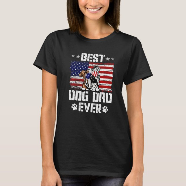 Mens Best Dog Dad Ever English Bulldog American Fl T-Shirt (Front)