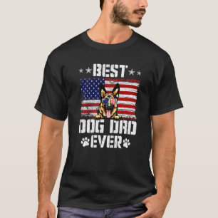 Mens Best Dog Dad Ever German Shepherd American Fl T-Shirt
