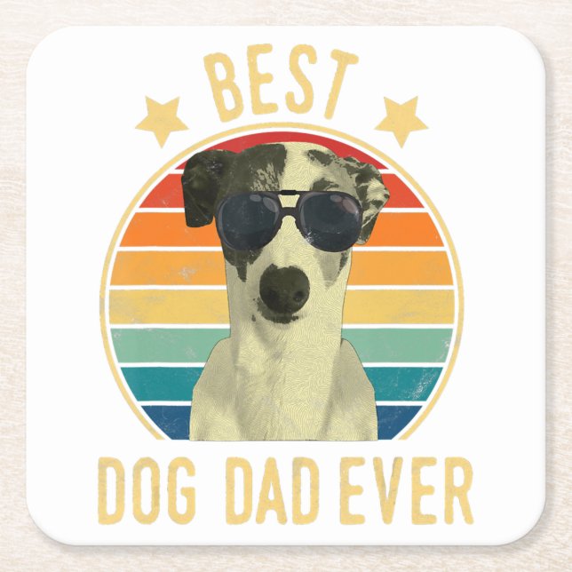 Mens Best Dog Dad Ever Italian Greyhound Fars Day Square Paper Coaster (Front)