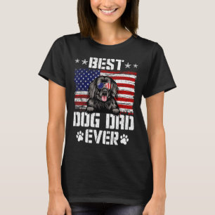 Mens Best Dog Dad Ever Newfoundland American Flag T-Shirt