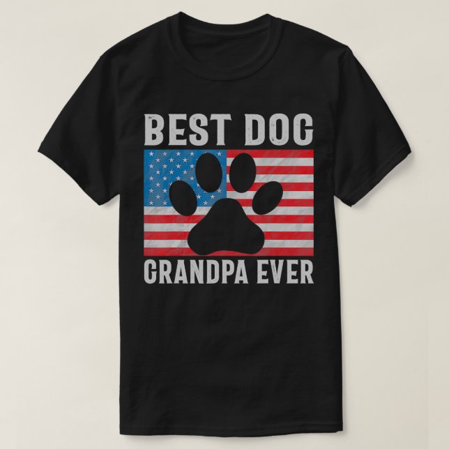 Mens Best Dog Grandpa Ever 4th Of July American Fl T-Shirt (Design Front)