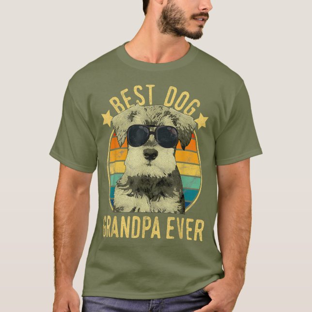 Mens Best Dog Grandpa Ever Miniature Schnauzer T-Shirt (Front)