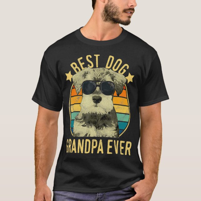Mens Best Dog Grandpa Ever Miniature Schnauzer T-Shirt (Front)