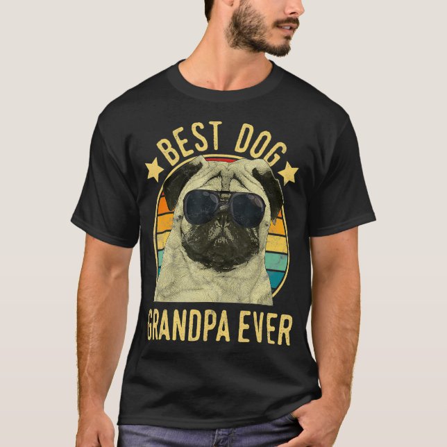Mens Best Dog Grandpa Ever Pug Fathers Day T-Shirt (Front)