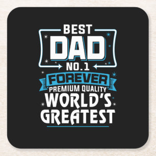 Men's Best Father Dad World's Greatest No.1 Square Paper Coaster