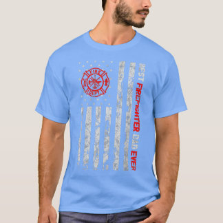 Mens Best Firefighter Dad Ever American Flag Firem T-Shirt