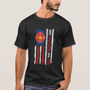 Mens Best Firefighter Opa Ever Us Flag Fireman Fat T-Shirt