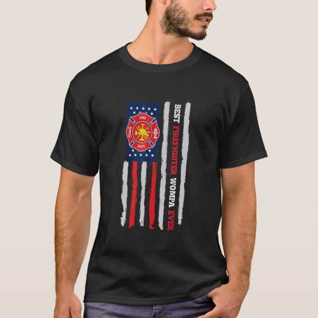 Mens Best Firefighter Wompa Ever Us Flag Fireman F T-Shirt (Front)
