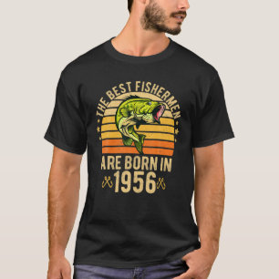 Mens Best Fishermen Are Born In 1956 Fishing 65Th T-Shirt