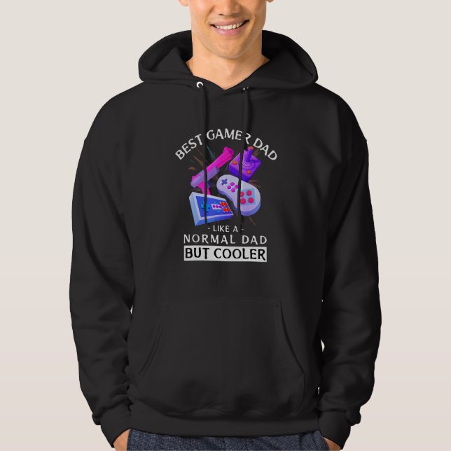 Mens Best Gamer Dad Like A Normal Dad But Cooler Hoodie (Front)
