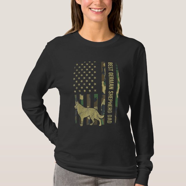 Mens Best German Shepherd Dog Dad Camouflage Ameri T-Shirt (Front)