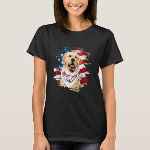 Mens Best Golden Retriever Dad Ever American Flag  T-Shirt