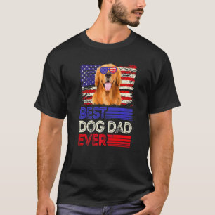 Mens Best Golden Retriever Dad Ever American Flag T-Shirt