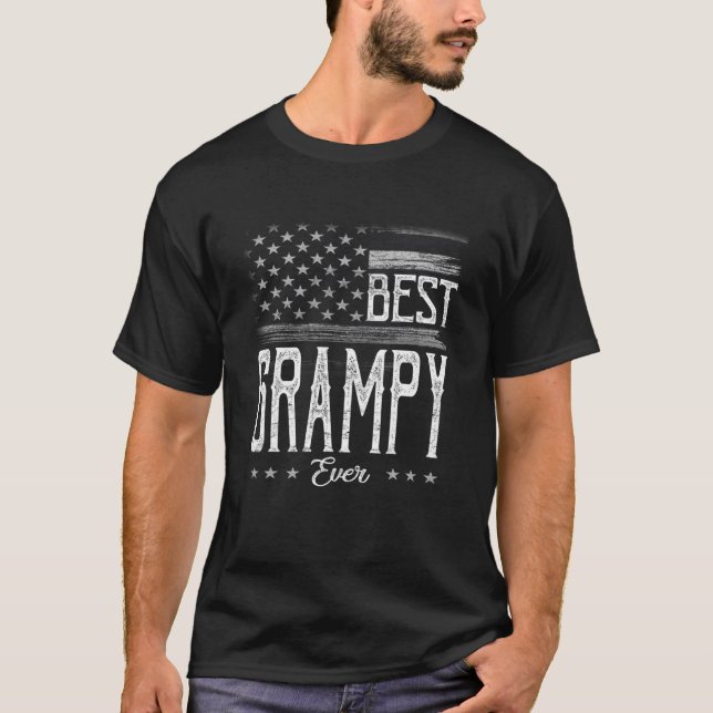 Mens Best Grampy Ever American Flag Grandpa Gift T-Shirt (Front)