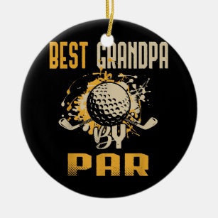 Mens Best Grandpa by Par Granddad Golf retro Ceramic Tree Decoration