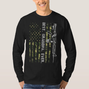 Mens Best Grandpa Ever Pro Gun Fathers Day  Usa Fl T-Shirt