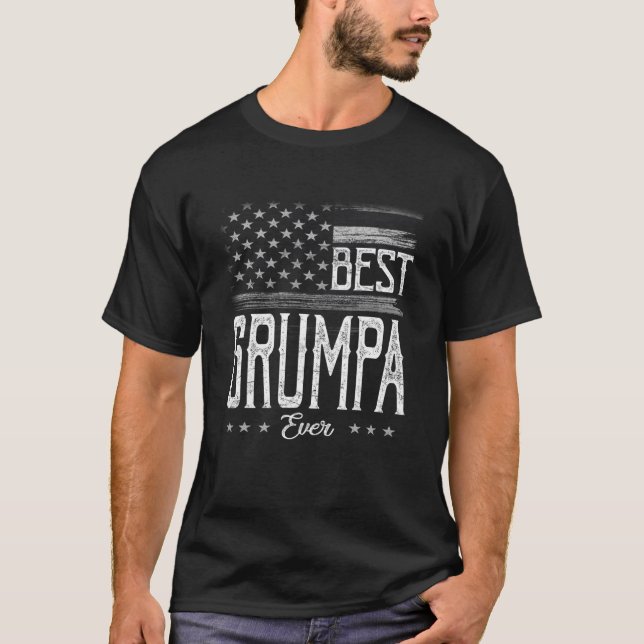 Mens Best Grumpa Ever American Flag Grandpa Gift T-Shirt (Front)