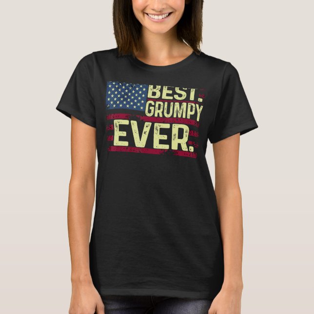 Mens Best Grumpy Ever American Patriotic Usa Flag  T-Shirt (Front)