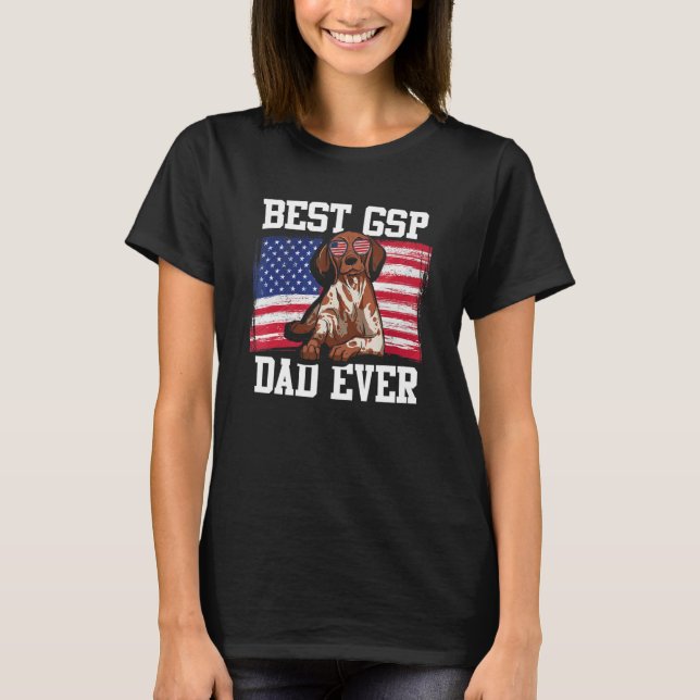 Mens Best GSP Dad Ever US Flag  German Shorthaired T-Shirt (Front)
