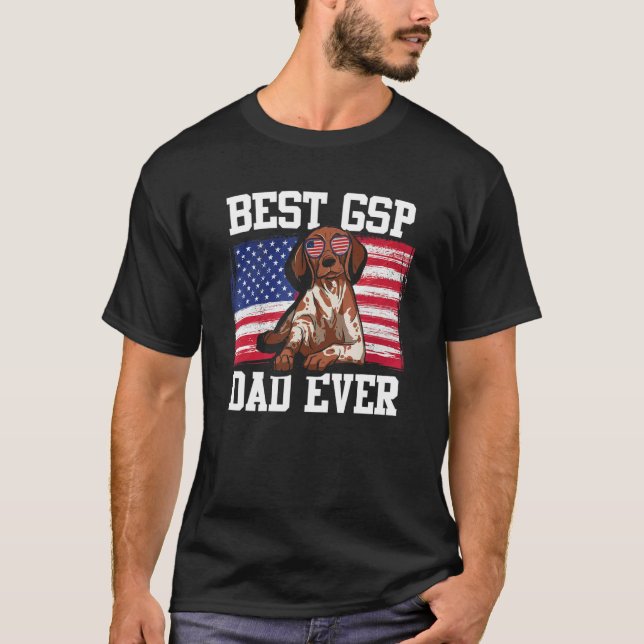 Mens Best GSP Dad Ever US Flag  German Shorthaired T-Shirt (Front)