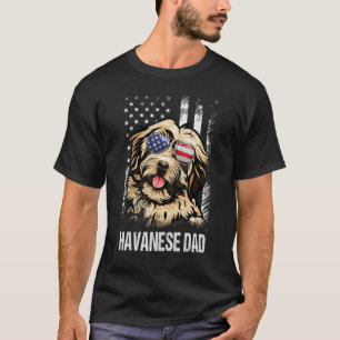 Mens Best Havanese Dad Ever American Flag Dog T-Shirt