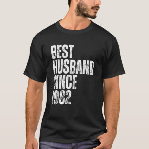 Mens Best Husband Since 1982 Vintage Wedding Anniv T-Shirt