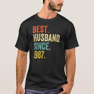 Mens Best Husband Since 1987 35th Wedding Annivers T-Shirt