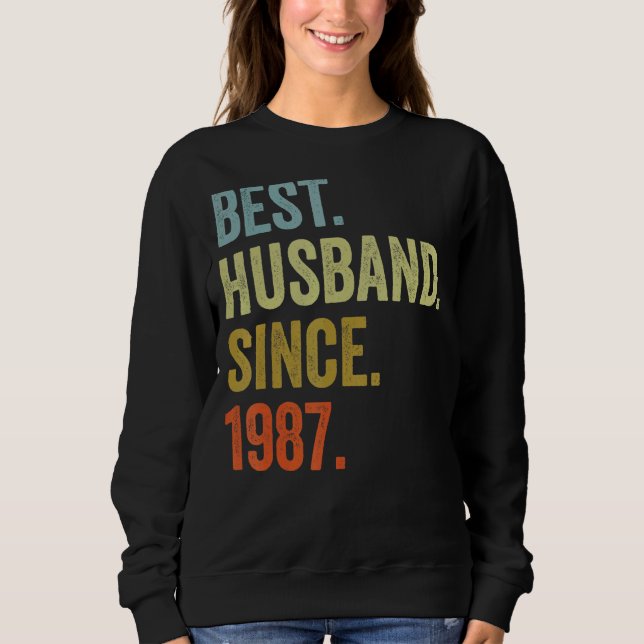 Mens Best Husband Since 1987  Wedding Anniversarry Sweatshirt (Front)