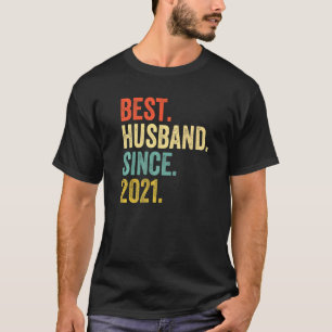 Mens Best Husband Since 2021 1st Wedding Anniversa T-Shirt