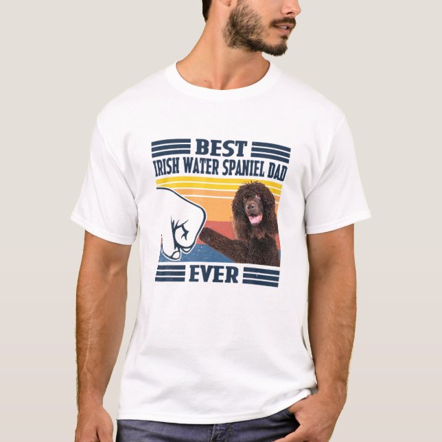 Mens Best Irish Water Spaniel Dad Ever Funny Dog L T-Shirt (Front)