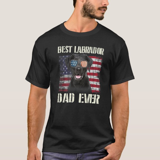 Mens Best Labrador Sunglasses Dad Ever American Fl T-Shirt (Front)